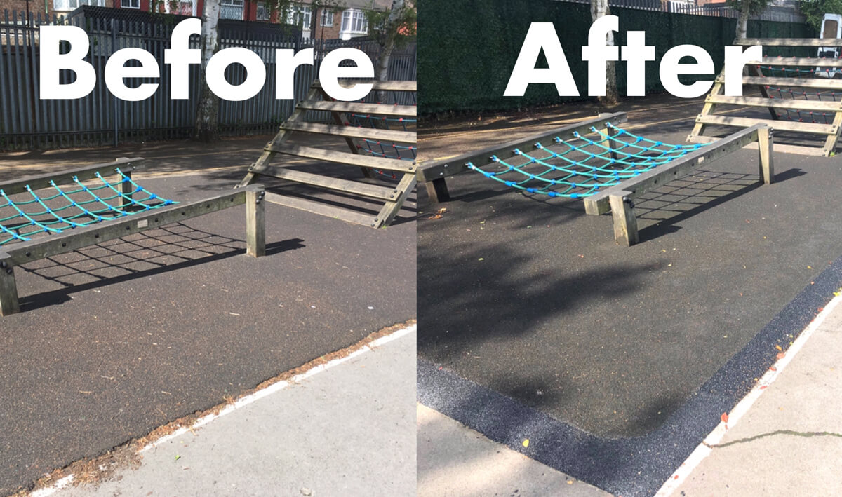 Before and after of a paving refurbishment