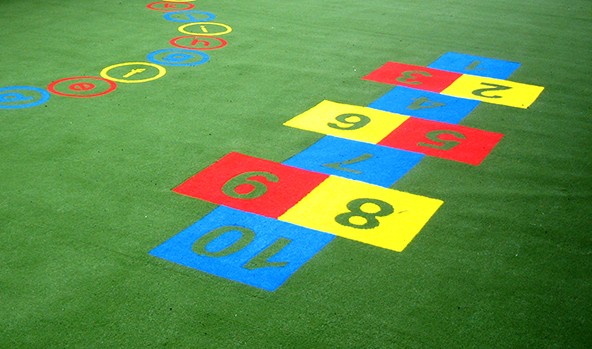 image of hopscotch playground markings in artificial grass