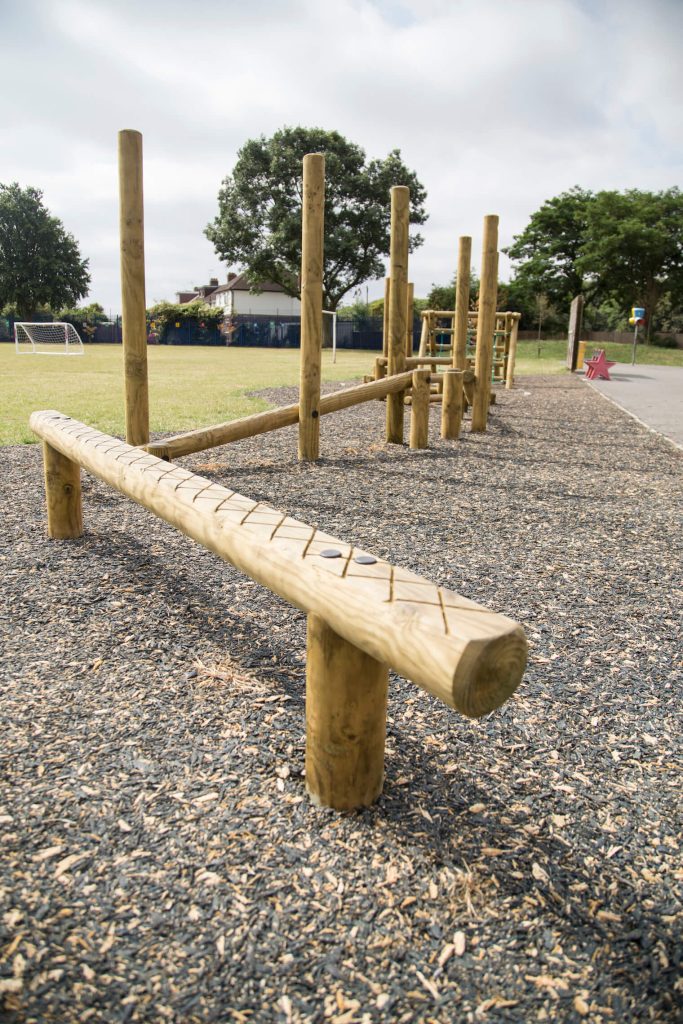 wooden balance beam to improve balancing for young children