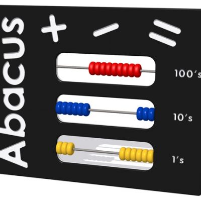 maths skills educational play panel, abacus with 1s, 10s, and 100s