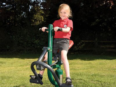 child using exercise bike horse rider outdoor fitness equipment for kids