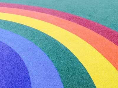Rainbow floor markings for nursery playgrounds