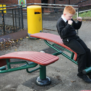 child using sit up bench