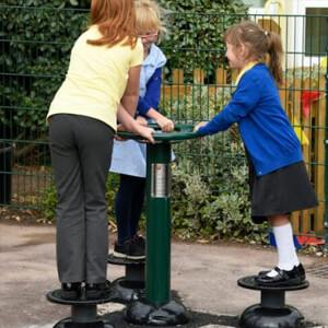 children using group waist turner outdoor gym equipment for kids