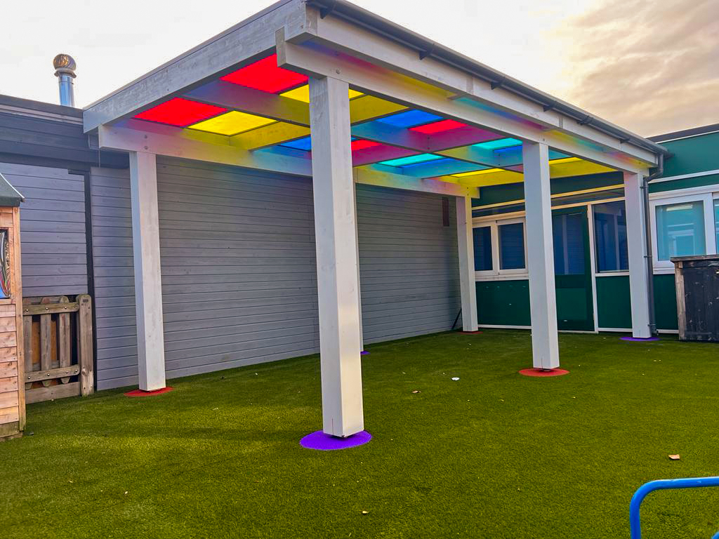 coloruful perspex canopy shelter