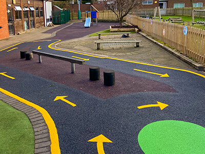 Wetpour rubber race track design