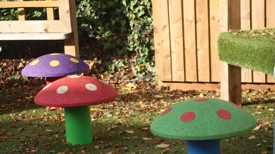 toadstool designed colourful rubber stools