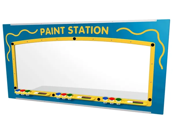 Giant paint station artistic play panel with paint and brush shelf