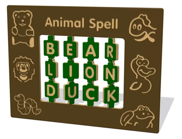 Animal spelling educational play panel with tactile tile elements