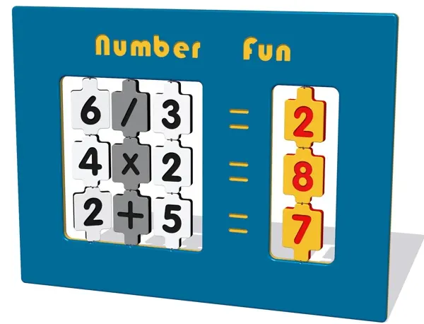 Number fun maths education play panel with tactile sum tile elements