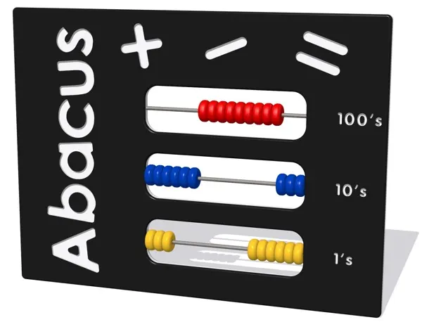 Abacus maths education play panel with 3 tactile abacus elements