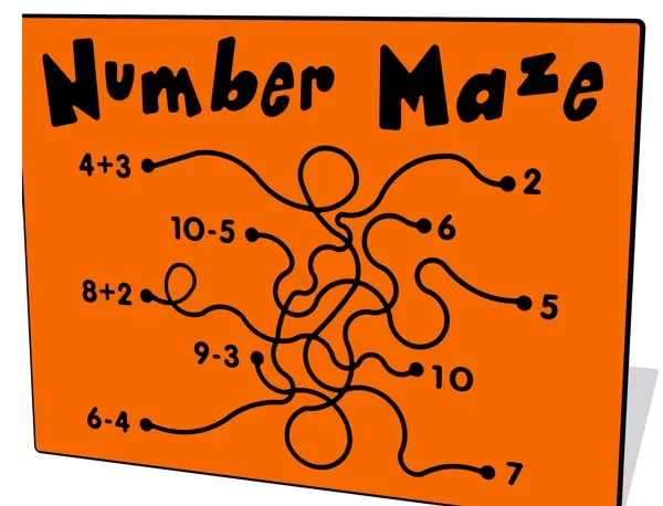Number maze educational play panel with simple sums