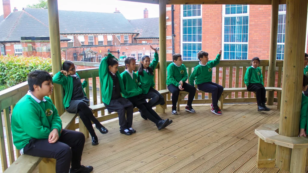 Children in Outdoor Classroom Gazebo