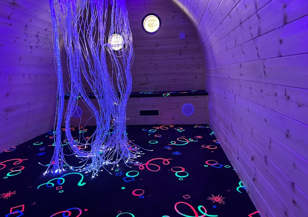 Glow in the Dark Sensory Interior of Hobbit Hut Outdoor Classroom