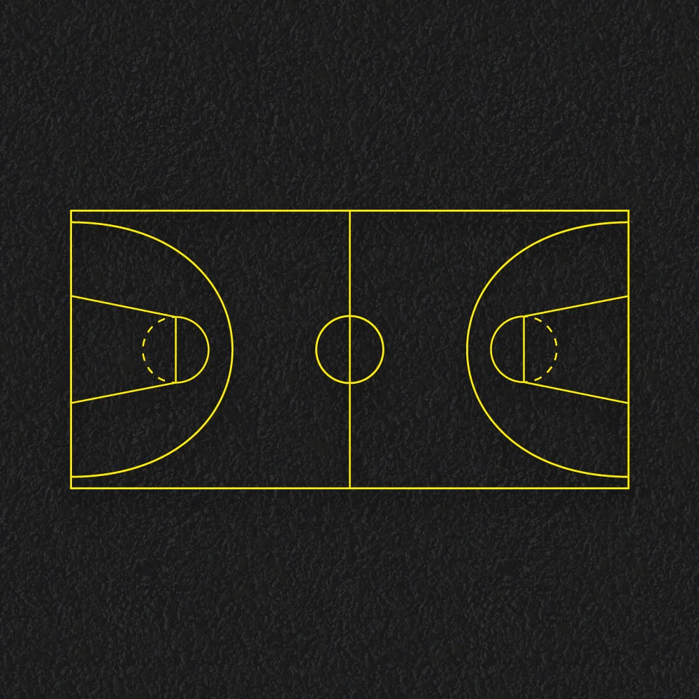 Basketball court yellow playground markings