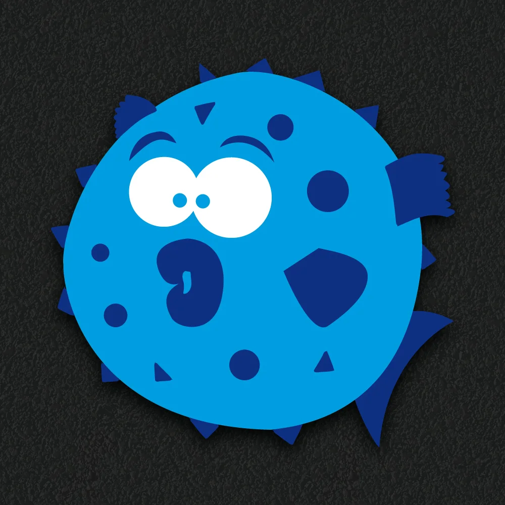 Blue blowfish/pufferfish playground marking character