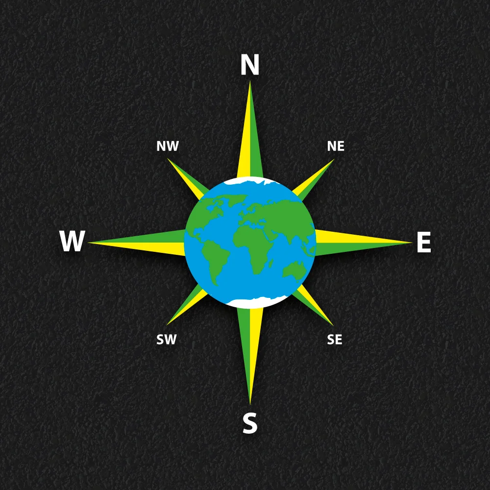 Playground Markings | Educational | 8 Point World Map Compass 8 Point Compass playground markings for schools with central world map
