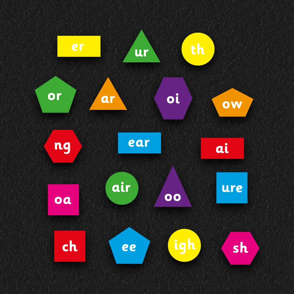 Playground Markings | Educational | Phonics Shapes 2 Colourful shapes with common phonics segments playground markings