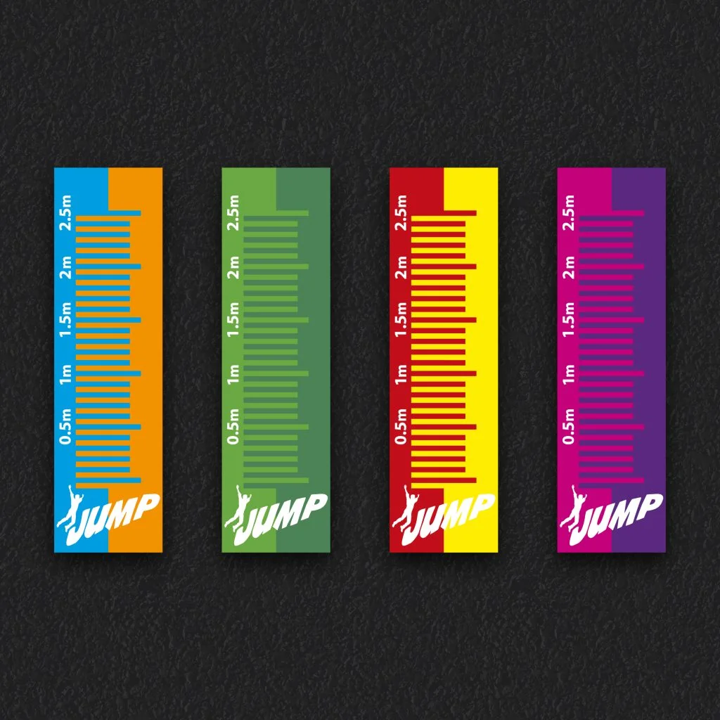 Long Jump zone playground marking in 4 colours