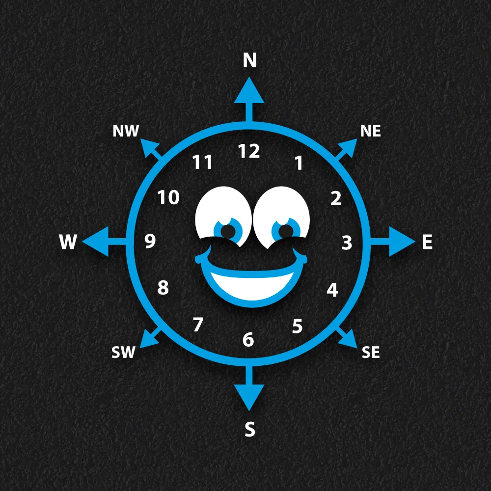 Smiley Face Compass Clock for playground learning