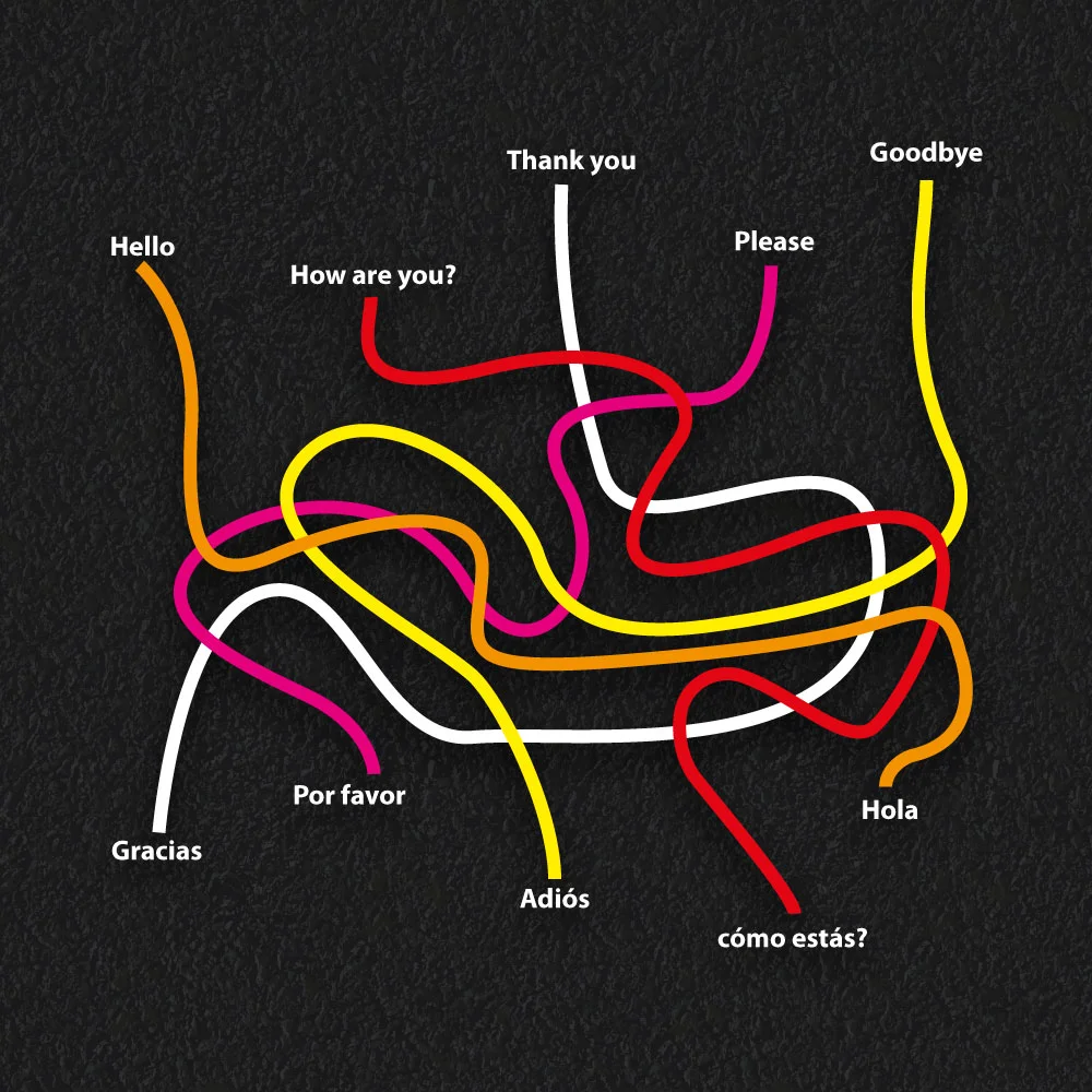 Spanish phrase learning line maze playground markings