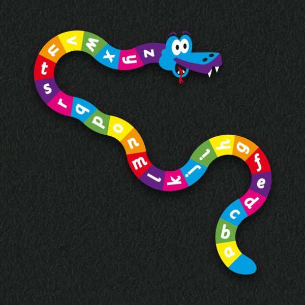 Colourful alphabet snake design playground markings