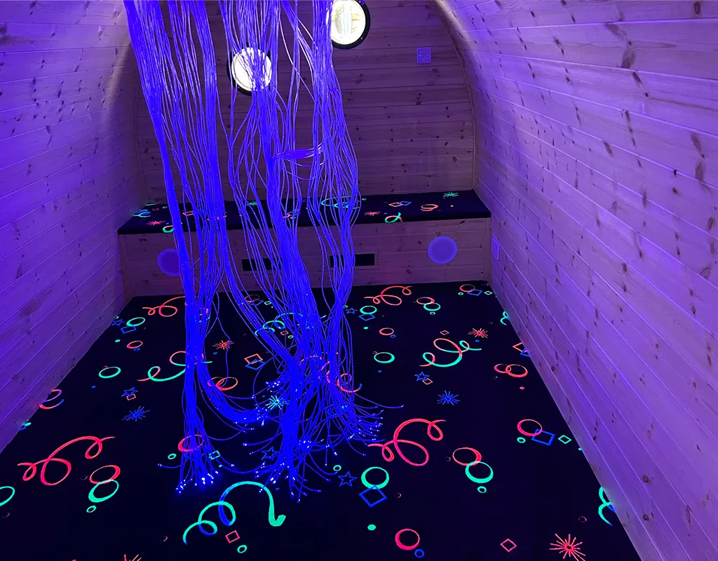 Glow in the dark interior of Hobbit Hut School Shelters