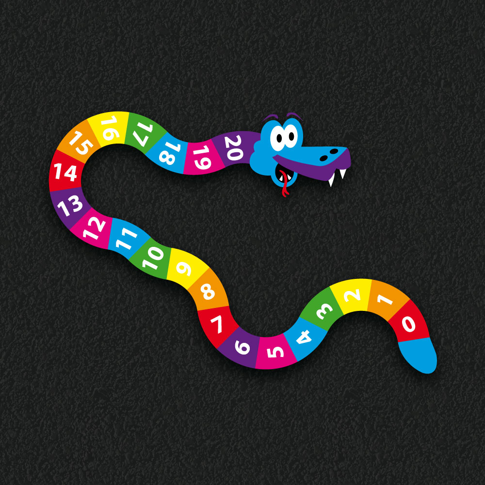 1-20 number line snake playground markings