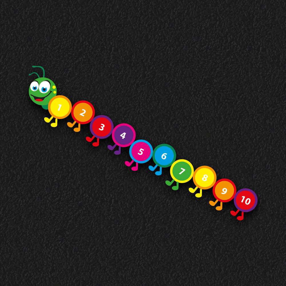 Caterpillar number learning 1-10 number line playground markings for schools