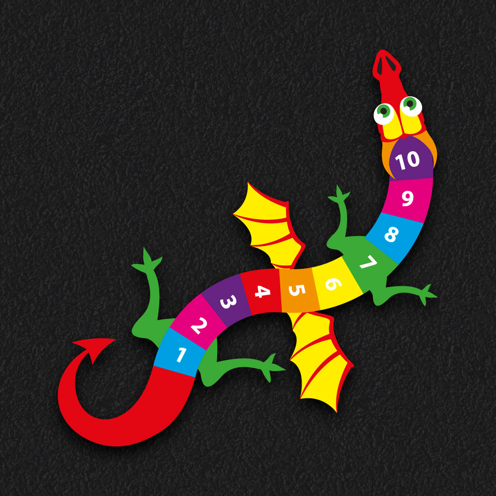 1-10 number dragon design number line playground markings