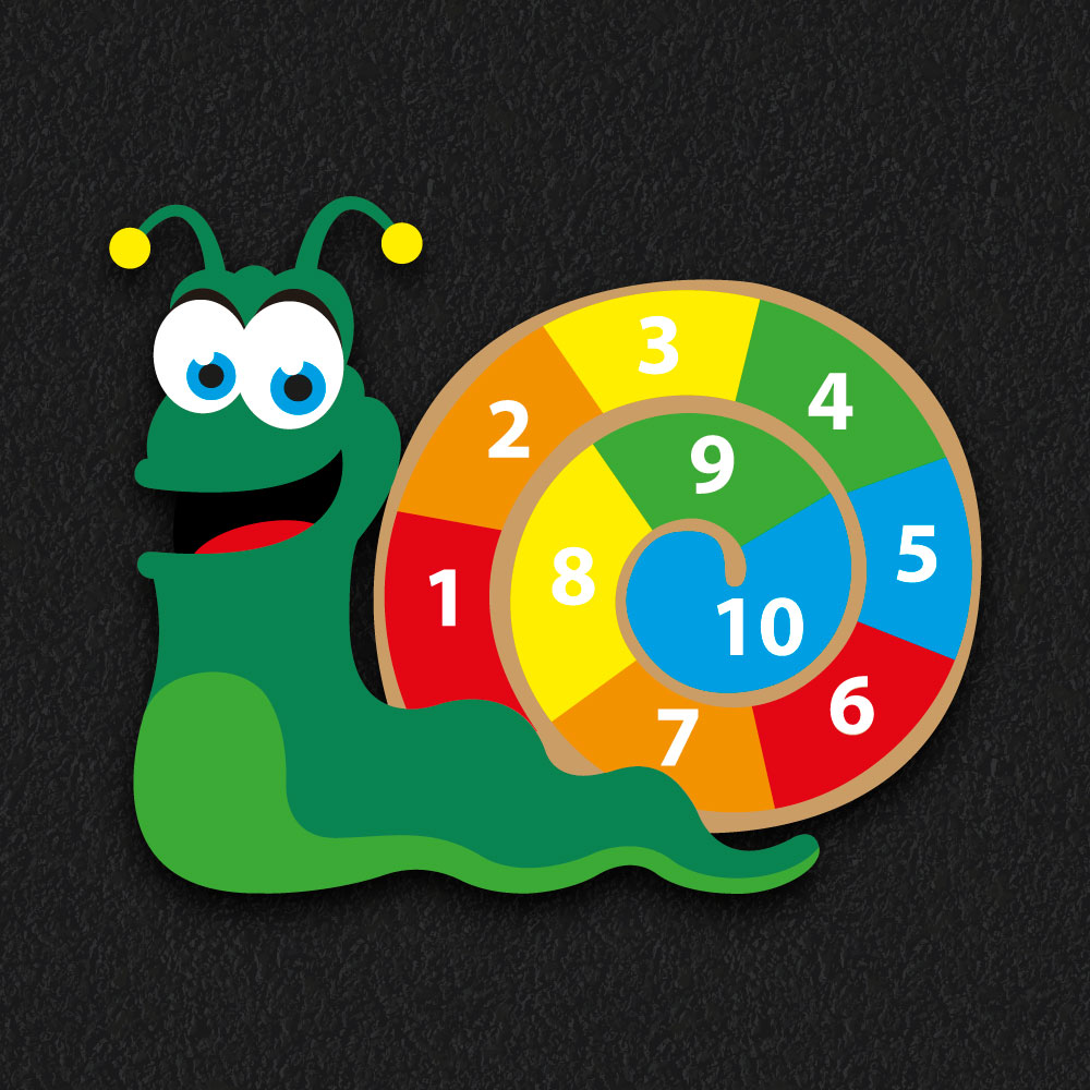 Snail letter 1-10 number line spiral playground markings for schools