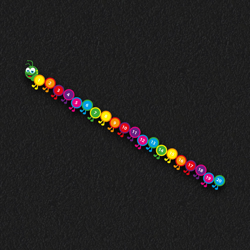 Caterpillar number learning 1-20 number line playground markings for schools