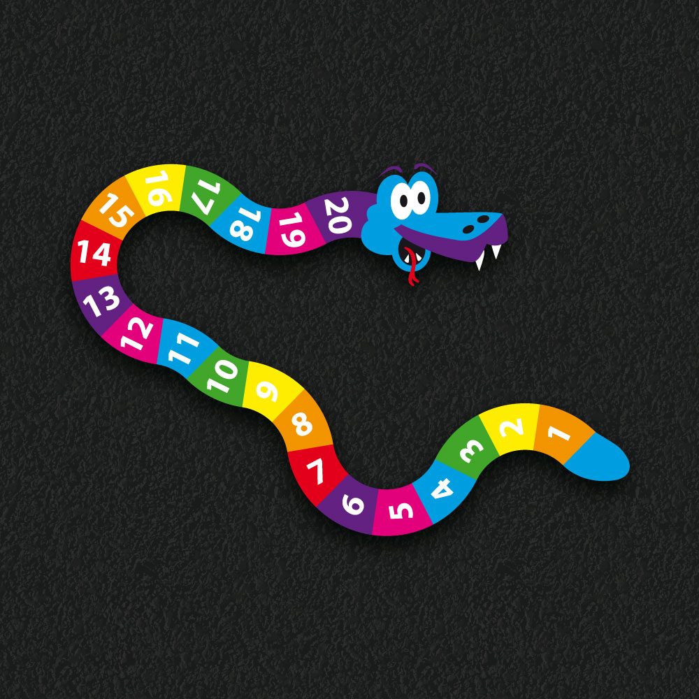 1-20 number line snake playground markings