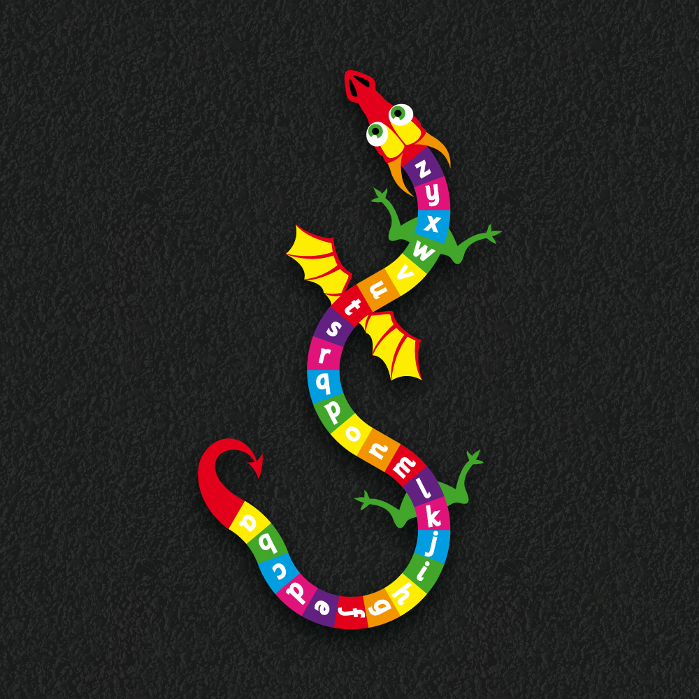 Dragon letter learning alphabet line playground markings for schools