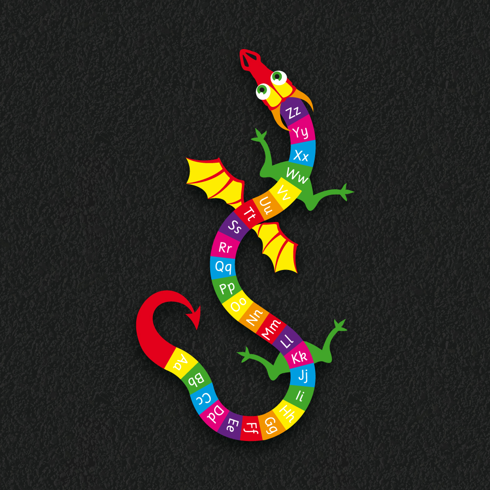 Dragon letter learning alphabet line playground markings for schools