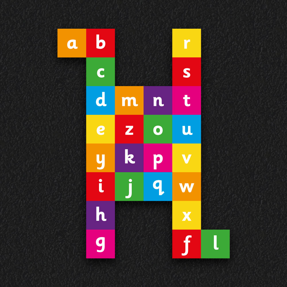 Letter Games rainbow alphabet grid