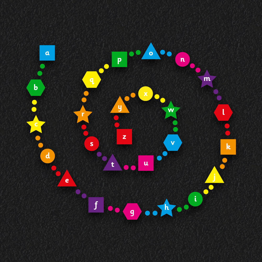 Alphabet spiral playground markings for schools