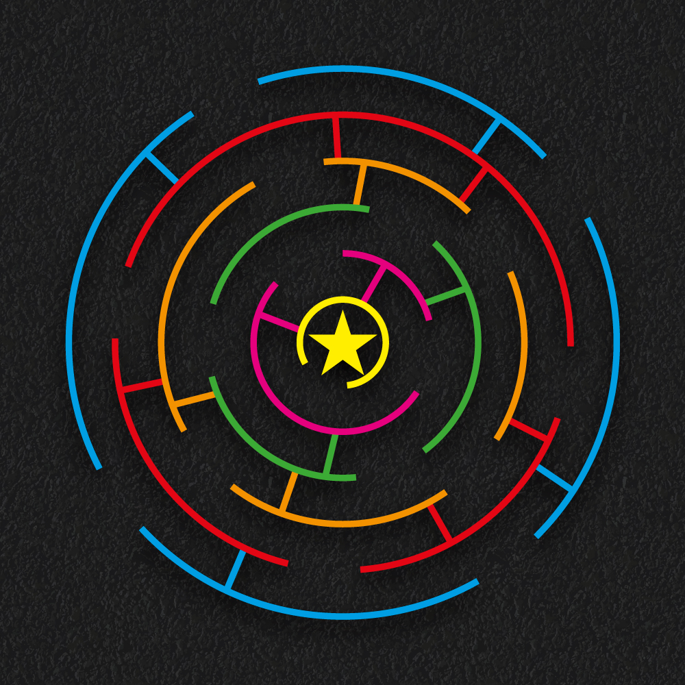 Circular maze playground markings with star at the centre