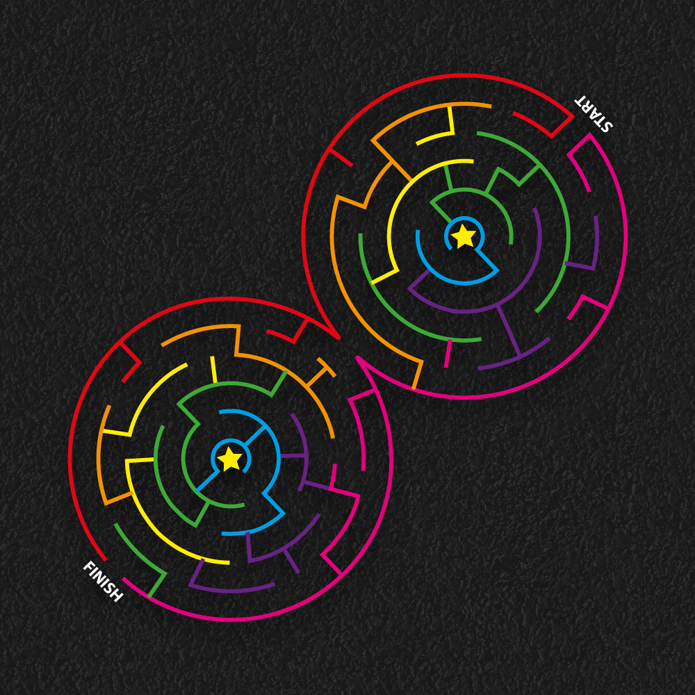 Maze markings playground double circular rainbow markings