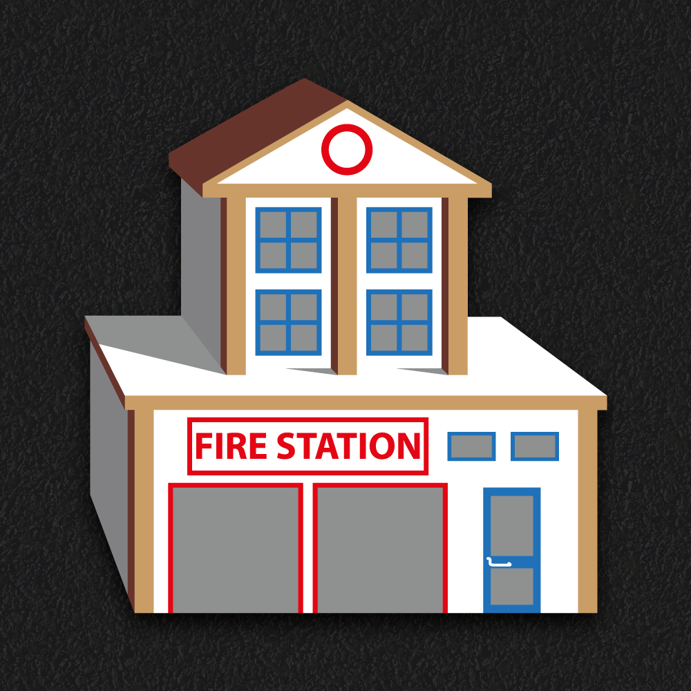 Playground Markings | Roadways | Fire-Station Fire-station building for roadway playground marking design