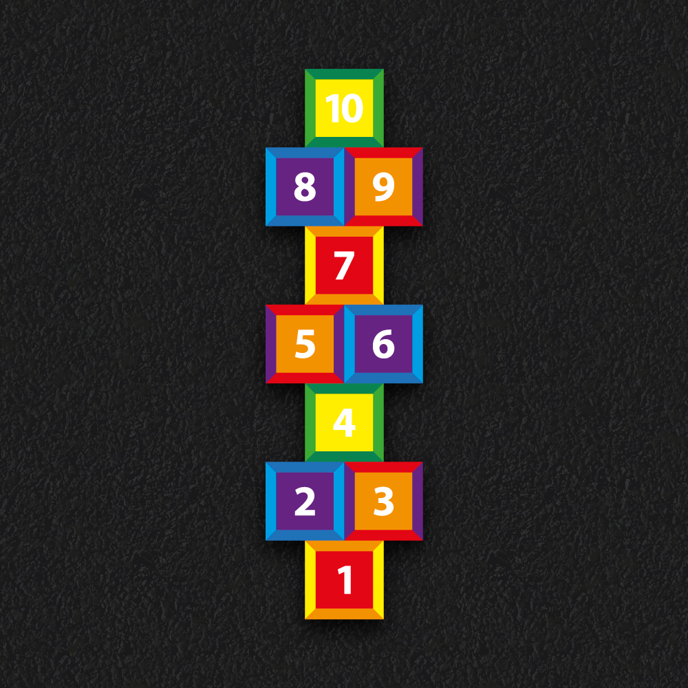 Rainbow hopscotch squares playground games markings