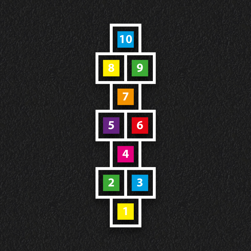 Rainbow hopscotch squares playground games markings