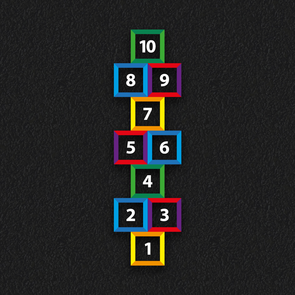 Rainbow hopscotch squares playground games markings