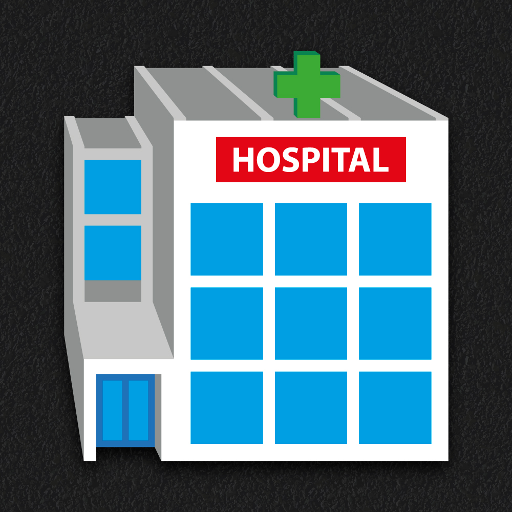 Playground Markings | Roadways | Hospital Hospital building for roadway playground marking design