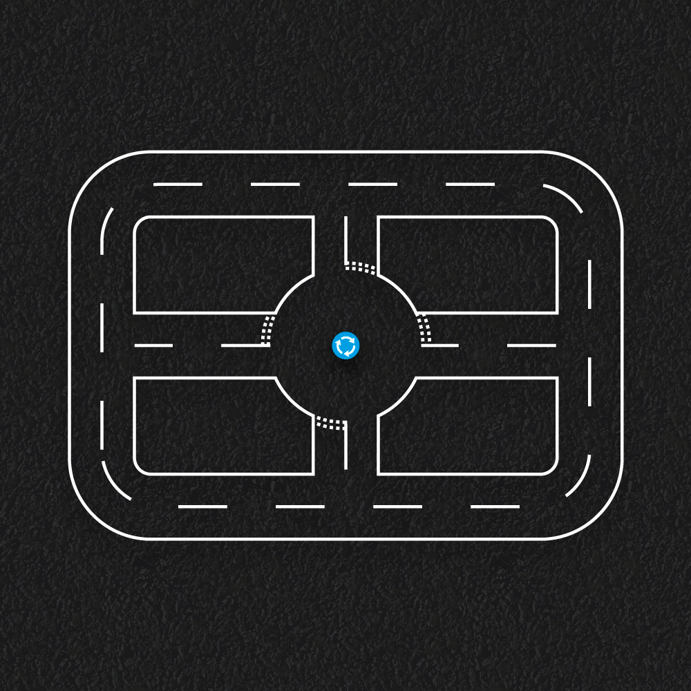 Playground Markings | Roadways | Roundabout Roadway Large Roundabout Roadway playground marking outline