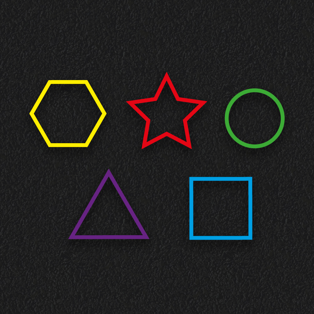 Shape assortment outlines with hexagon, star, circle, triangle, and square