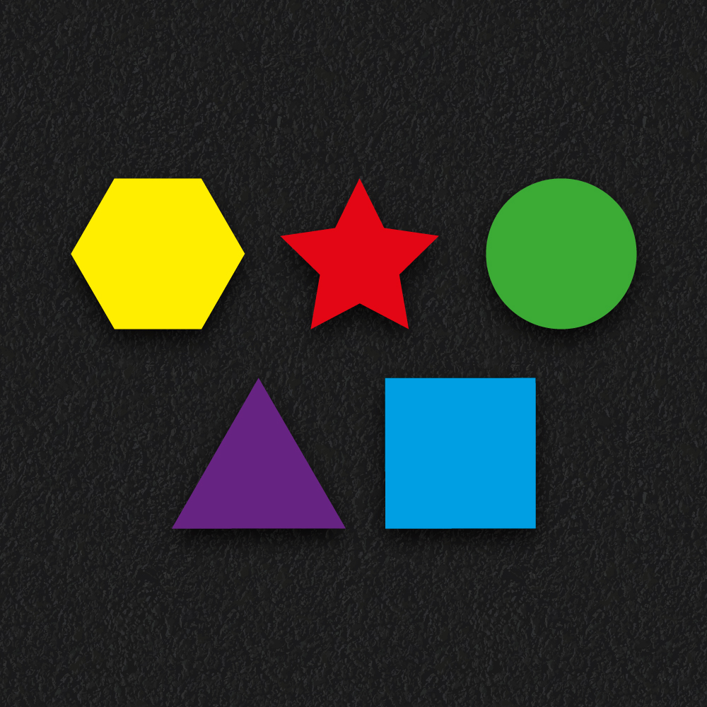 Shape assortment with hexagon, star, circle, triangle, and square