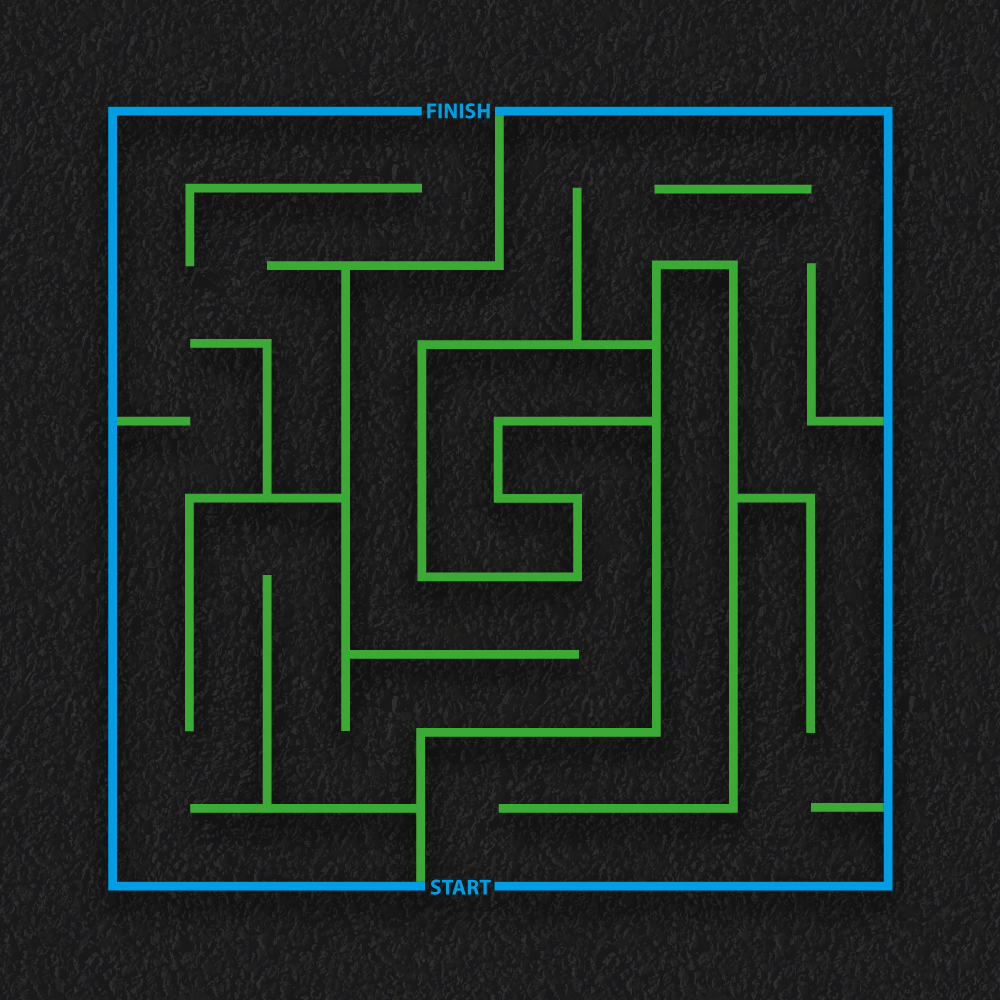 Maze markings playground simple square green and blue maze