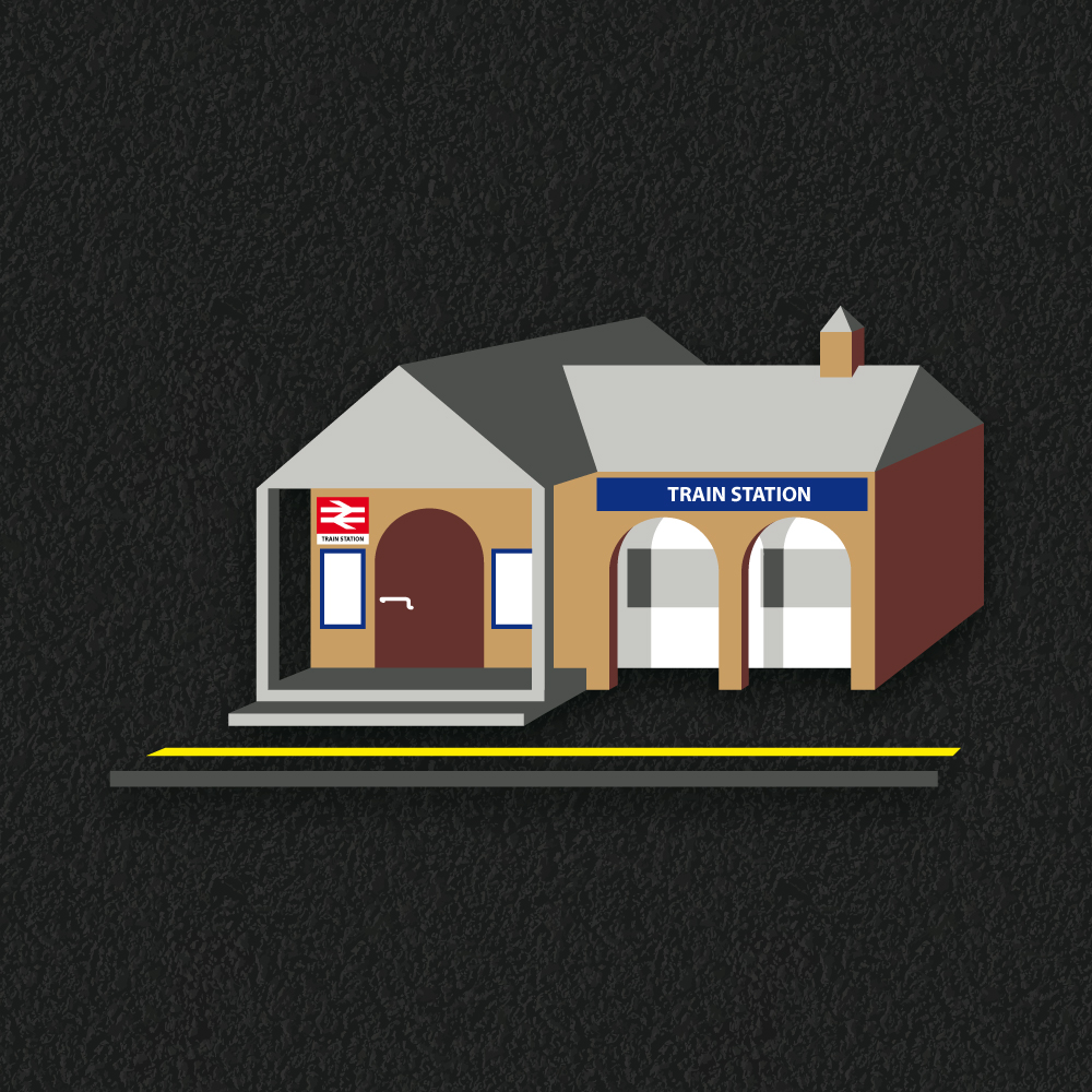 Playground Markings | Roadways | Train Station Train station building for playground roadway makings