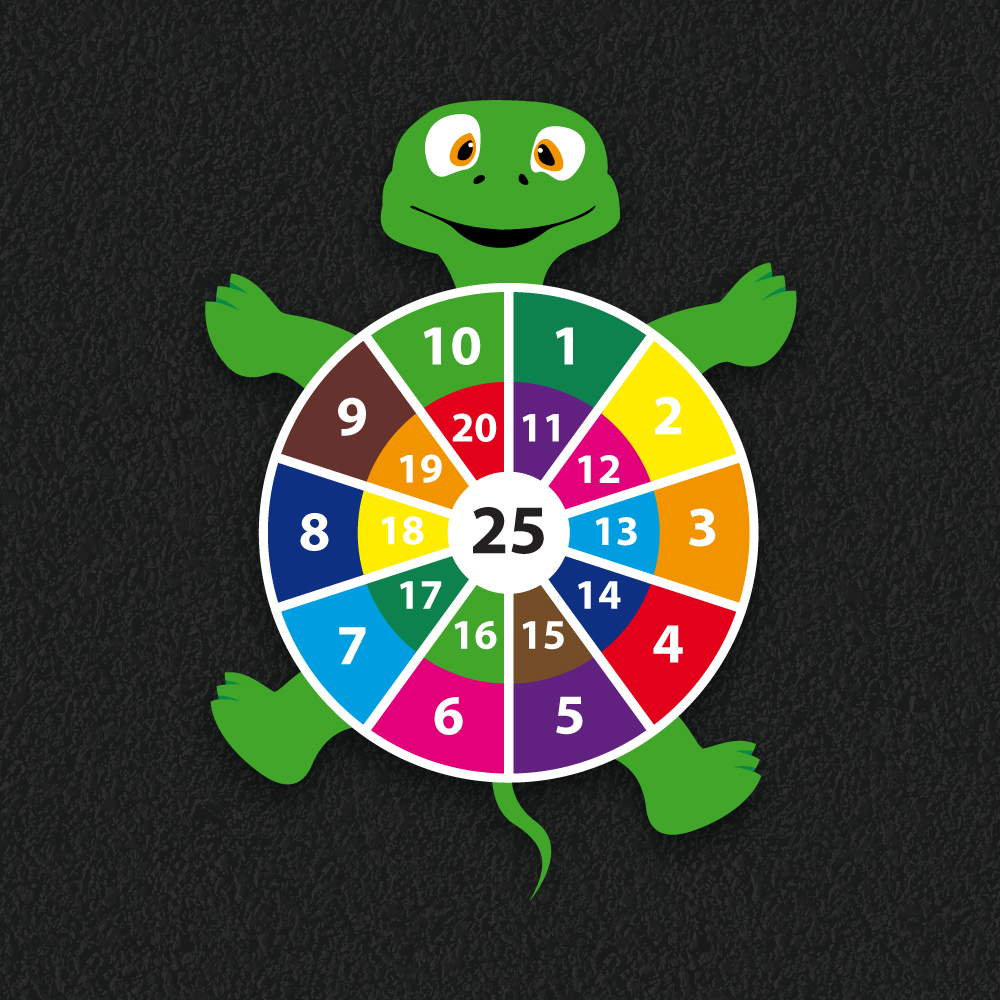 Turtle target with dart board style target on its shell